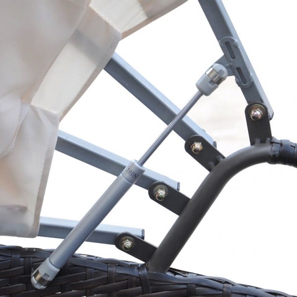 Tumbona con dosel de ratán sintético marrón M 4