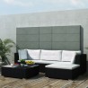 Set muebles de jardín 5 piezas y cojines ratán sintético negro 5