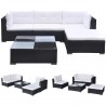 Set muebles de jardín 5 piezas y cojines ratán sintético negro 4