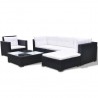 6 pcs conjunto lounge de jardim c/ almofadões vime PE preto 4