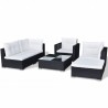 Set muebles de jardín 6 piezas y cojines ratán sintético negro 5