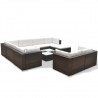 Set muebles de jardín 10 pzas y cojines ratán sintético marrón 3