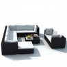 Set muebles de jardín 10 piezas y cojines ratán sintético negro 1