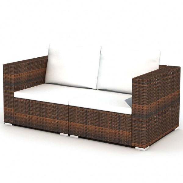 Set muebles de jardín 10 pzas y cojines ratán sintético marrón M 4