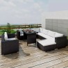 Set muebles de jardín 10 piezas y cojines ratán sintético negro 1