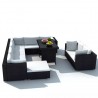 10 pcs conjunto lounge de jardim c/ almofadões vime PE preto 3