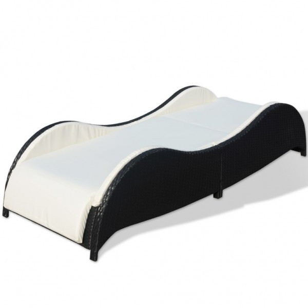 Espreguiçadeira com almofadão vime PE preto M 3