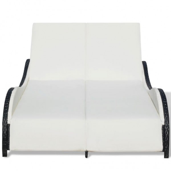 Tumbona doble con cojín de ratán sintético negra M 5