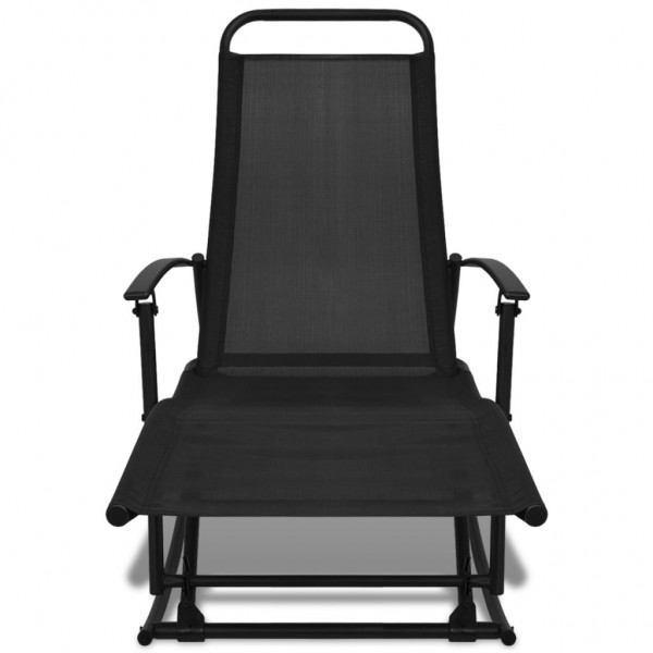 Silla mecedora de jardín acero y textilene negro M 2