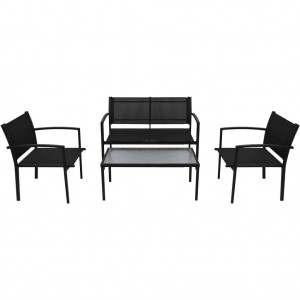 Set de muebles de jardín 4 piezas textilene negro H