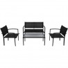 4 pcs conjunto lounge para jardim textilene preto 2