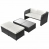 Set de muebles de jardín 4 pzas y cojines ratán sintético negro 3