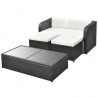 4 pcs conjunto lounge de jardim c/ almofadões vime PE preto 5