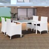 5 pcs conjunto de jantar para exterior vime branco nata 5