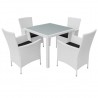 Set de comedor de jardín 5 piezas ratán sintético blanco crema 1