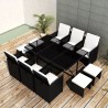 11 pcs conjunto jantar exterior com almofadões vime PE preto 5