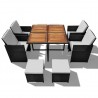 Set comedor de jardín 9 pzas ratán sintético y madera negro 4