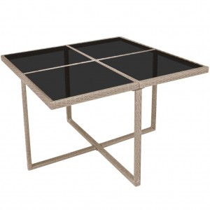 Set comedor de jardín 9 piezas y cojines ratán sintético beige H