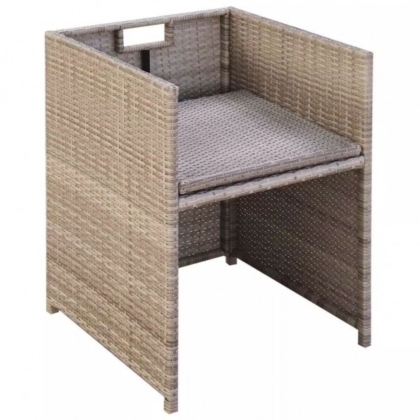 Set comedor de jardín 9 piezas y cojines ratán sintético beige M 4