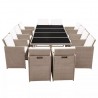 Set comedor de jardín 13 piezas y cojines ratán sintético beige 4