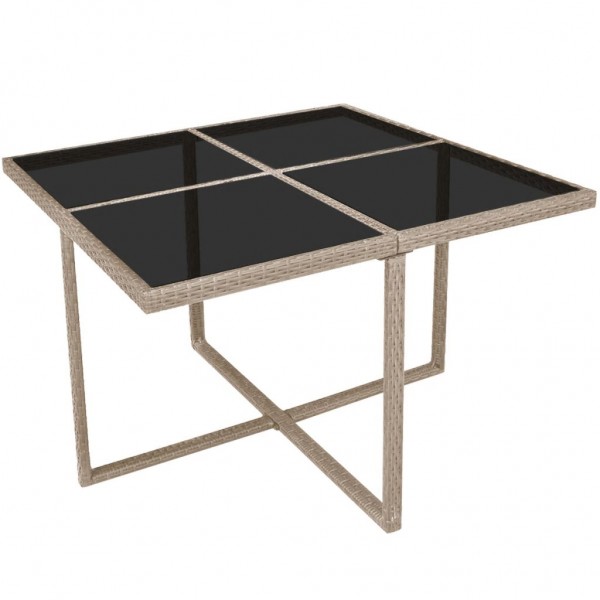 Set comedor de jardín 9 piezas y cojines ratán sintético beige M 5