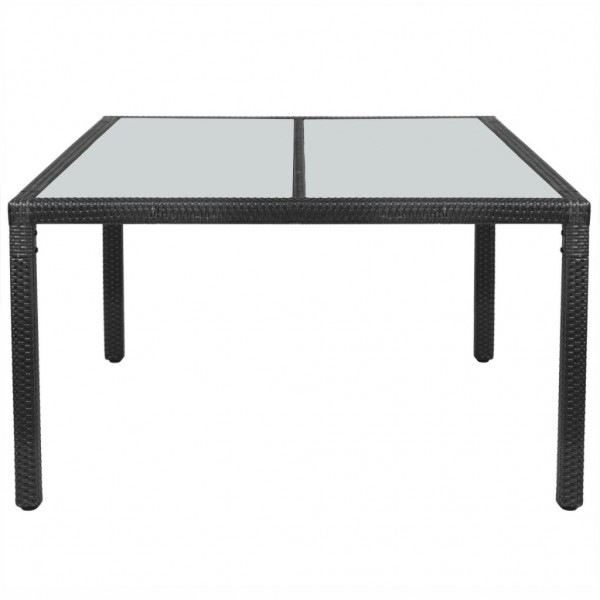Mesa de jantar de exterior em vime 150x90x75 cm preto M 2