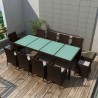 Set comedor de jardín 11 pzas y cojines ratán sintético marrón 1