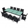 Set comedor de jardín 11 piezas y cojines ratán sintético negro 2