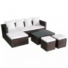 Set muebles de jardín 4 piezas y cojines ratán sintético marrón 1