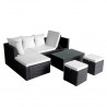 4 pcs conjunto lounge de jardim c/ almofadões vime PE preto 3