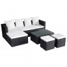 4 pcs conjunto lounge de jardim c/ almofadões vime PE preto 4