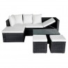 4 pcs conjunto lounge de jardim c/ almofadões vime PE preto 1