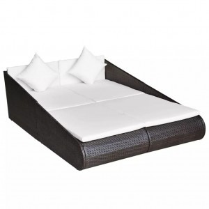 Espreguiçadeira de jardim 110x200 cm vime PE castanho H