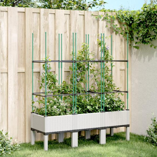 Jardinera con enrejado PP blanco 120x40x142.5 cm D