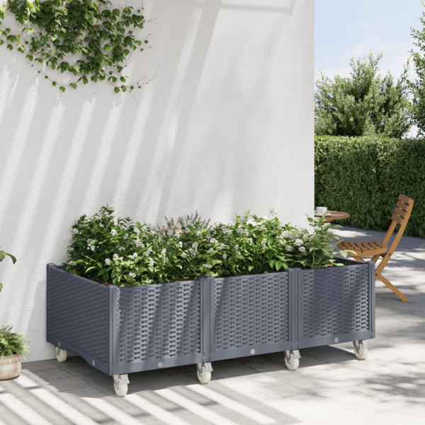Jardinera con ruedas PP gris 150x80x54 cm D