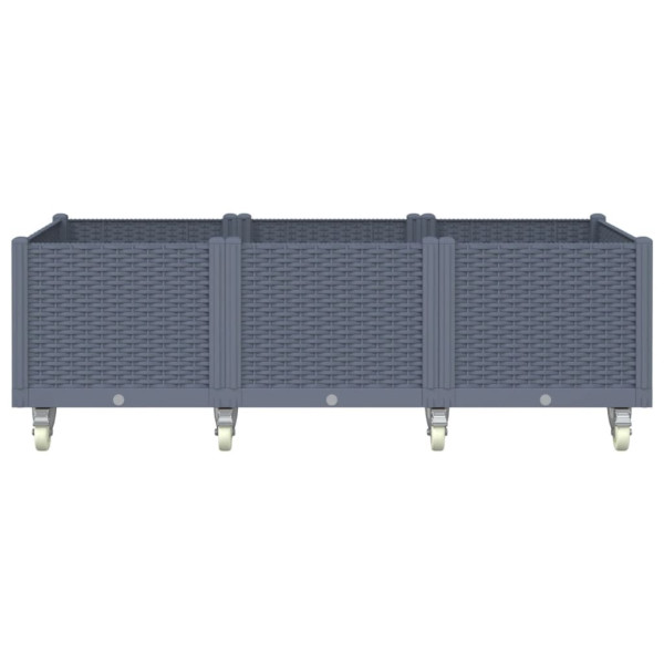 Vaso/floreira de jardim com rodas 150x80x54 cm PP cinzento azul M 3