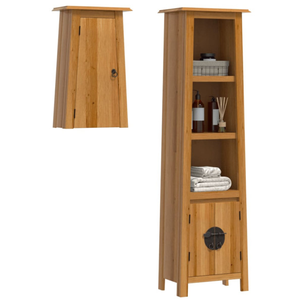 Conjunto de muebles de baño 2 piezas madera maciza de pino M 3