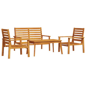 Juego de muebles de jardín 4 piezas madera maciza de acacia H