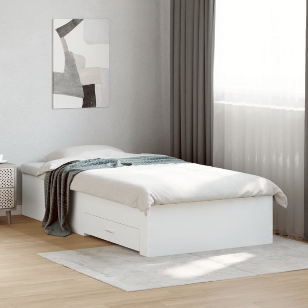 Estrutura cama c/ gavetas 90x190 cm derivados de madeira branco M 3