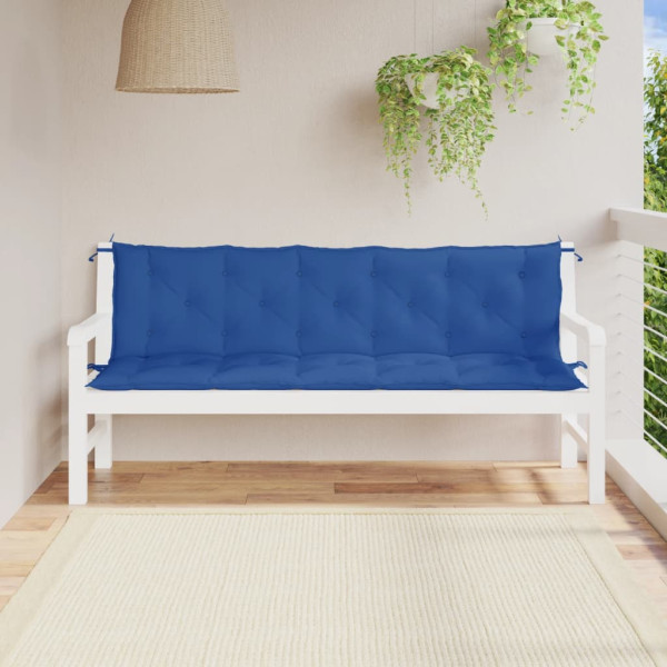 Cojines de banco de jardín 2 uds tela Oxford azul 180x50x7 cm D