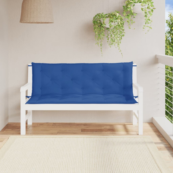 Cojines de banco de jardín 2 uds tela Oxford azul 150x50x7 cm D