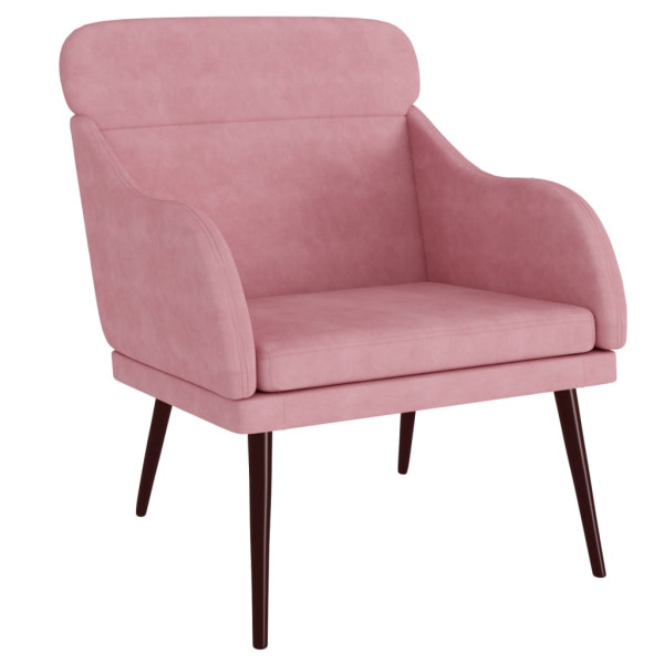Sillón de terciopelo rosa 63x76x80 cm M 2