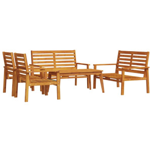 Juego de muebles de jardín 5 pzas madera maciza de acacia H