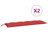 Almofadões banco jardim 2 pcs 150x50x7cm tecido oxford vermelho 2