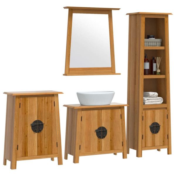 Conjunto de muebles de baño 4 piezas madera maciza de pino M 3