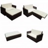 2 pcs conjunto lounge jardim c/ almofadões vime PE castanho 4