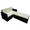 2 pcs conjunto lounge de jardim c/ almofadões vime PE preto 3