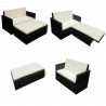 Set muebles de jardín 2 piezas y cojines ratán sintético negro 4
