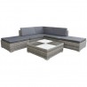 Set de muebles de jardín 6 pzas y cojines ratán sintético gris 1