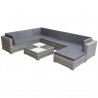 Set de muebles de jardín 8 pzas y cojines ratán sintético gris 1